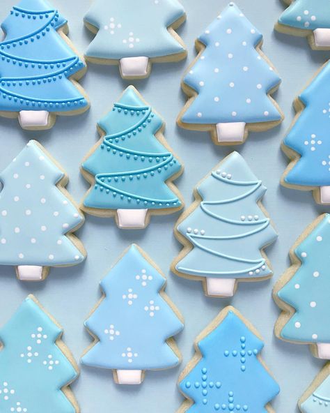 merriest Christmas blue tree cookie Kue Macaroon, Tree Cookies, Christmas Cookies Easy, Christmas Blue, Christmas Tree Cookies, Sugar Cookie Designs, Xmas Cookies, Christmas Cookies Decorated, Christmas Sugar Cookies