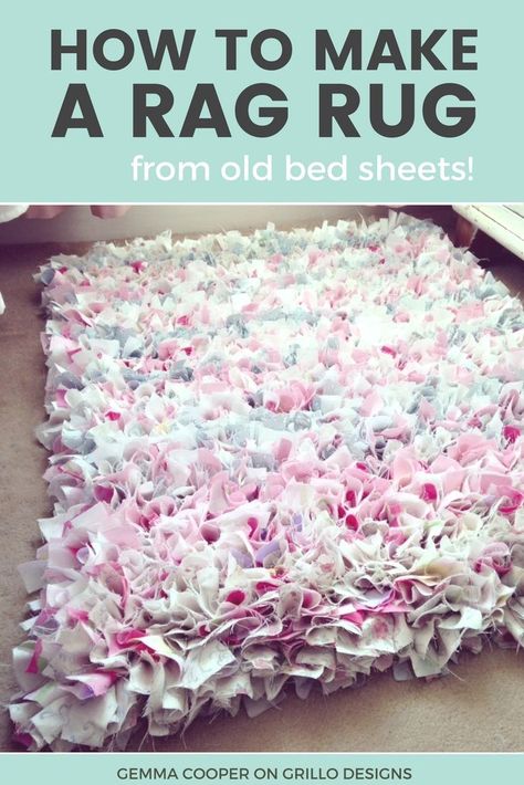 No Sew Rag Rug, Diy Rag Rug, Make A Rag Rug, Heels Fancy, Bedding Black, Rag Rug Diy, Old Bed Sheets, Homemade Rugs, Rag Rug Tutorial