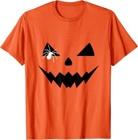 Amazon.com: Jack O Lantern Pumpkin Face Crawling Spider Spooky Halloween T-Shirt : Clothing, Shoes & Jewelry Funny Jack O Lanterns, Jack O Lantern Scary, College Halloween Party, Pumpkin Halloween Costume, Pumpkin Outfit, Jack O Lantern Faces, Hallowen Costume, Pumpkin Costume, Pumpkin Face