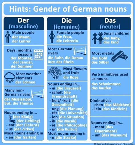 HINTS: GENDER OF GERMAN NOUNS (thought this might help some people on here who are struggling with learning DER, DIE, DAS - these are some pretty decent hints that will make it easier to remember different subcategories of nouns. I really hope I could help Things To Practice Writing, German Phrases Learning, German Lessons, Deutsch Language, German Resources, Study German, German Study, German Phrases, Germany Language