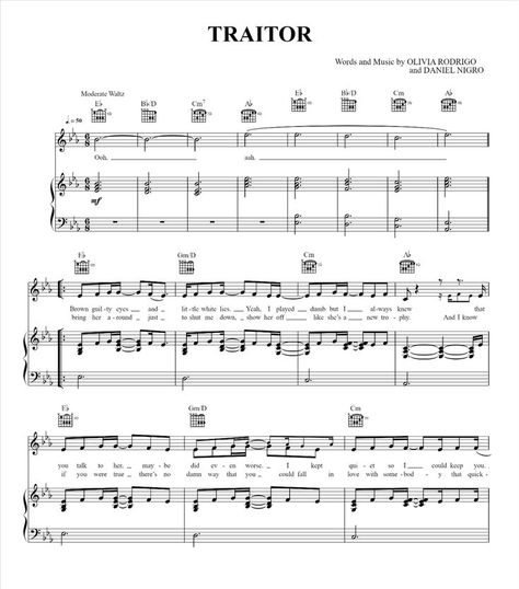 Traitor Piano Sheet Music, Olivia Rodrigo Piano Sheet Music, Traitor Piano Sheet Music, Sheet Music PDF, Digital Download Olivia Rodrigo Piano Notes, Olivia Rodrigo Piano Sheet Music, Olivia Rodrigo Piano, Music Olivia Rodrigo, Beginner Piano Music, Beginner Piano, Drums Sheet, Drum Sheet Music, Easy Piano Sheet Music