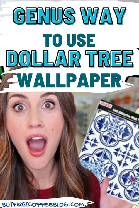 Dollar Tree Wallpaper Ideas Dollar Tree Wallpaper, Wallpaper Dollar, Wallpaper Diy Crafts, Dollar Tree Diy Organization, Wallpaper Crafts, Small Bathroom Diy, Dollar Tree Organization, Dollar Store Diy Organization, Dollar Tree Hacks