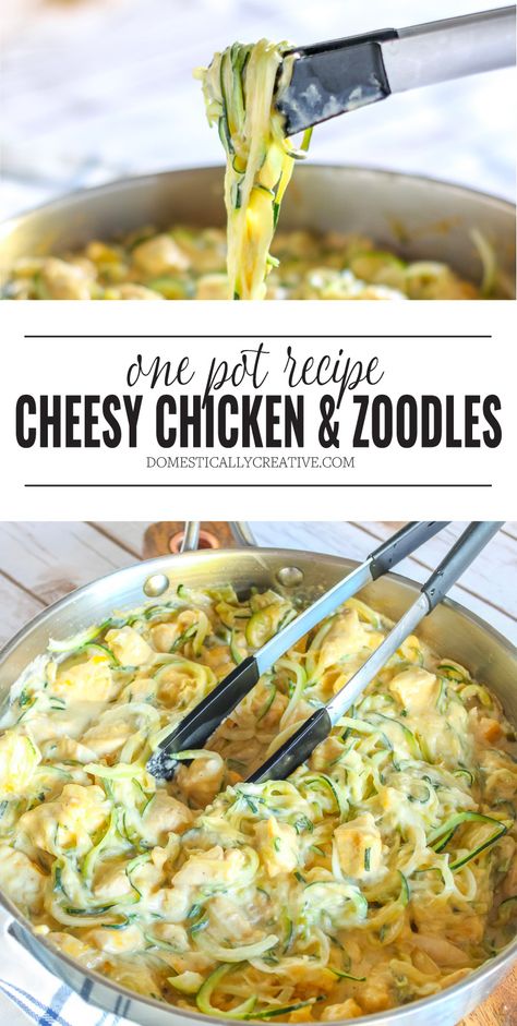 Chicken And Zoodles Healthy, Zoodle Recipes Crockpot, Recipe With Zoodles, Chicken With Zoodles Recipes, Creamy Chicken And Zoodle Spaghetti, Zoodle Bake Recipes, Zoodles And Chicken, Keto Zoodles Recipes, Recipes With Zoodles