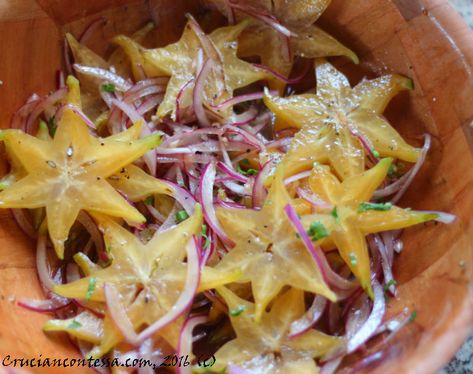 Carambola Recipes, Starfruit Recipes, Star Fruit Recipes, Salad Sides, Florida Recipes, Island Recipes, Virgin Island, Simple Vinaigrette, Goan Recipes