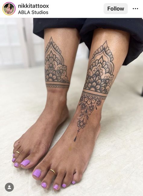 Mandela Tattoo Shin, Shin Mandala Tattoo Women, Woman’s Shin Tattoo, Mandela Tattoo Ankle, Women’s Shin Tattoo Ideas, Lower Front Leg Tattoos Women, Ankle And Leg Tattoos For Women, Ornamental Shin Tattoos For Women, Ankle Shin Tattoos For Women