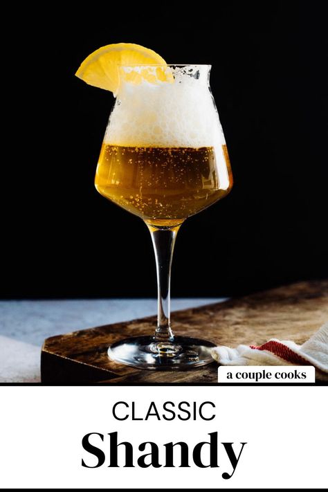 The shandy is a refreshing beer cocktail that's easy to make at home! Pour up this low alcohol drink in warm weather or anytime. | alcoholic drinks | cocktails | drinks | beer cocktails | beer shandy recipes | summer cocktails | #shandy Alcoholic Drinks Cocktails, Girls Night Drinks Cocktails, Friday Cocktails, Girls Night Drinks, A Couple Cooks, Sparkling Lemonade, Beer Cocktail, Low Alcohol Drinks, Cocktail Bitters