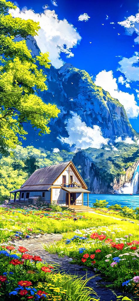 Japan Art Wallpaper, Naruto Landscape, 16k Wallpaper, Studio Ghibli Background, Dreamy Artwork, Cottage Art, Art Gallery Wallpaper, Beautiful Wallpaper, Beautiful Images Nature