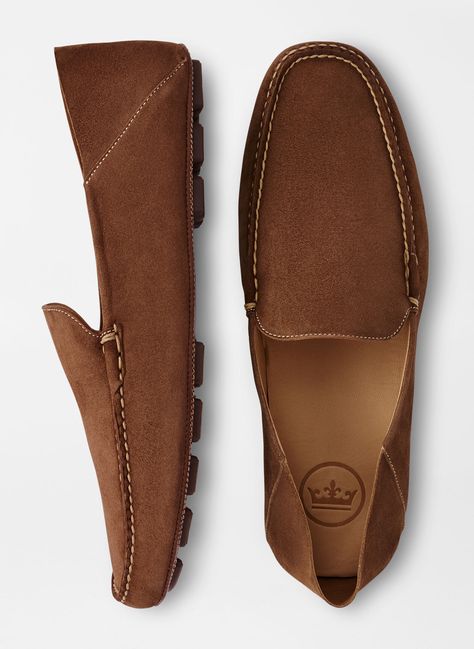 Suede Travel Driver | Men's Shoes | Peter Millar Crown Men, Driver Shoes, Driving Shoes Men, Classy Shoes, Driving Moccasins, Business Shoes, Men Loafers, Driving Shoes, Peter Millar