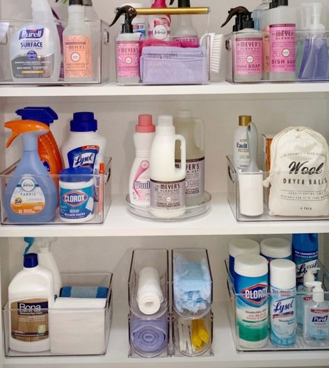 Organize Toiletries Closet, Clear Storage Bins Organization Bathroom, Organizing Toiletries Closet, Toiletry Closet Organization, Organize Toiletries, Bathroom Closets, Closet Organization Solutions, Laundry Room Organization Storage, Organization Aesthetic