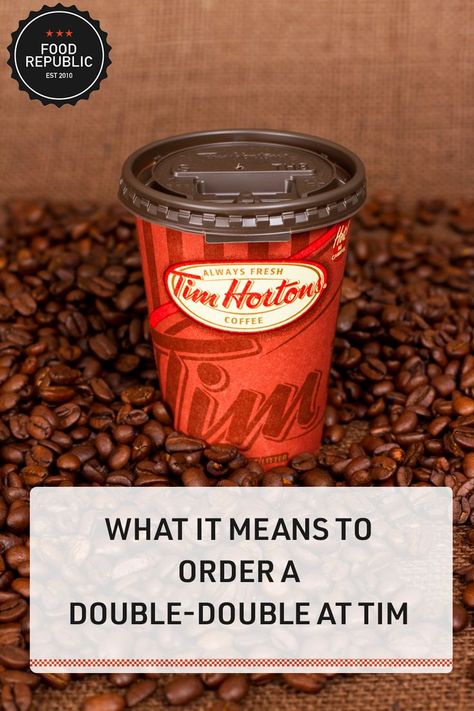 For some Canadians, coffee chain Tim Hortons is not just a purveyor of coffee and donuts: It's a national icon. Named for founder and NHL player Tim Horton, the company counts close to 4,000 locations in Canada alone. With that kind of ubiquity, customers and the company have developed their own vernacular, not unlike Starbucks' use of sizes like "tall," "grande," and "venti." #doubledouble #timhortons Tim Horton, Coffee And Donuts, Tim Hortons, Nhl Players, Fresh Coffee, Coffee Shops, Nhl, Stuff To Do, Donuts