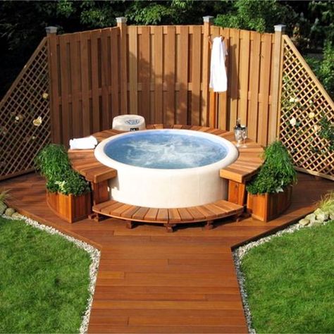 Lazy Spa, Small Hot Tub, Hot Tub Privacy, Hot Tub Landscaping, Hot Tub Surround, Hot Tub Patio, Hot Tub Designs, Hot Tub Gazebo, Portable Hot Tub