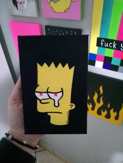 Men Painting Ideas, Boy Painting Ideas, Easy Canvas Art For Beginners Simple, Painting Ideas For Men, Paintings For Guys, Easy Painting Ideas On Canvas For Beginners, Bart Simpson Painting, Easy Posca Art, Easy Canvas Art Aesthetic