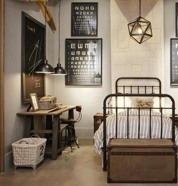 Industrial Bedroom Design, Bilik Idaman, Boy Bedroom Design, Iron Bed, Room Inspiration Bedroom, Room Ideas Bedroom, Dream Rooms, Aesthetic Bedroom, Bed Room