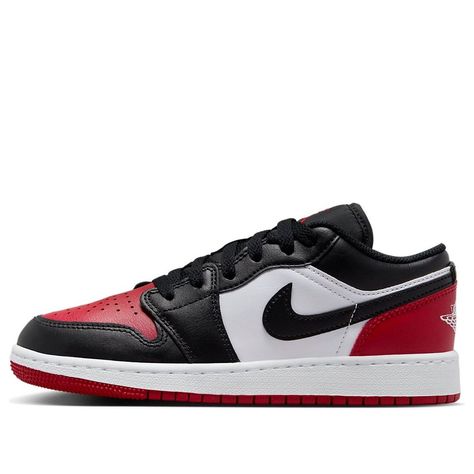 (GS) Air Jordan 1 Low 'Bred Toe 2.0' 553560-161 Jordan 1 Low Bred, Air Jordan 1 Low White, School Air, Cazal Sunglasses, Air Jordan 12 Retro, Jordan 12 Retro, Air Jordan 1 Low, Latest Sneakers, Jordan 1 Low