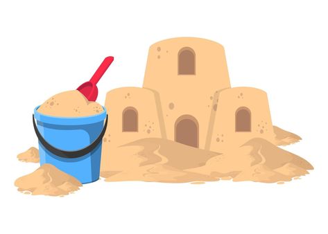 Sand Vector, Castle Cartoon, Sand Drawing, Castle Vector, Castle Illustration, Kids Room Paint, Isometric Illustration, Cartoon Gift, Birthday Card Template