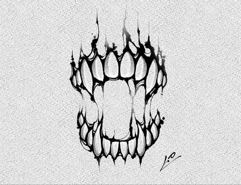 Monster Teeth, Japanese Snake Tattoo, Floral Back Tattoos, Vampire Tattoo, Teeth Drawing, Tooth Tattoo, Monster Tattoo, Crazy Tattoos, Teeth Art