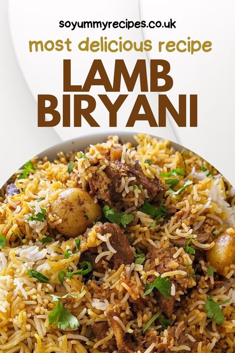 Discover the secret behind the aromatic spices and tender lamb that makes Lamb Biryani an absolute delight through this special recipe. Don't miss out on this must-try Pakistani classic! Pakistani Cuisine Recipes, Pakistani Lamb Recipes, Lamb Biryani Recipe Indian, Lamb Curry Recipes Easy, Lebanese Lamb Recipes, Lamb Byriani, Asian Lamb Recipes, Pakistani Biryani Recipe, Lamb Rice Recipes