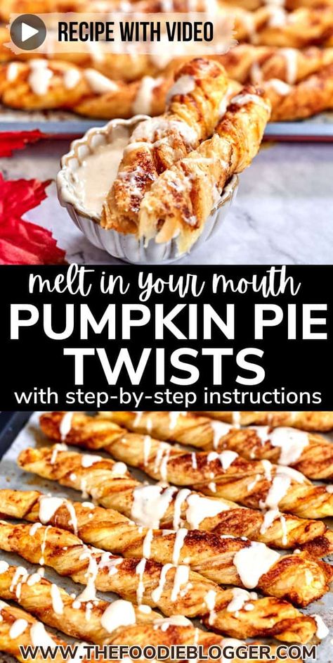 EASY PUMPKIN PIE TWISTS - These Pumpkin Pie Twists are a fall staple in our house, especially around Thanksgiving. Pumpkin Pie Twists Recipe, Pastry Recipes Easy, Pumpkin Pie Twists, Pumpkin Twists, Pumpkin Pastry, Cream Cheese Puff Pastry, Best Breakfast Casserole, Easy Pumpkin Pie, Twisted Recipes