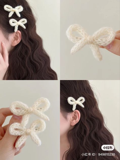 Headband Crochet Flower, Hair Bands Crochet, Cute Crochet Hair Accessories, Cute Clips For Hair, Hair Band Hairstyles, Crochet Clips, Crochet Clip, Kawaii Hair Clips, Parfum Victoria's Secret