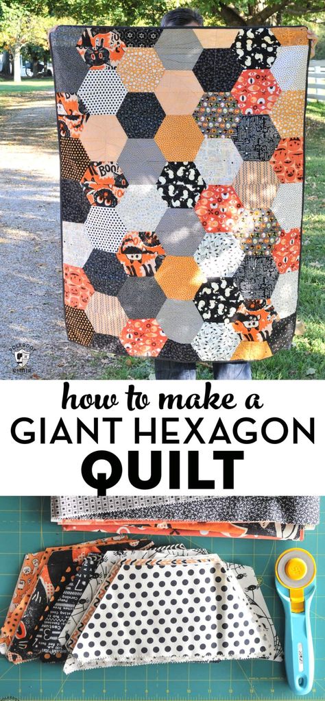 Quilt Pattern Hexagon, First Quilt Project Free Pattern, New Quilts 2022, Modern Quilt Patterns For Beginners, Sewing Patterns Quilts, Quilts With Patterned Fabric, Quilt Patterns Hexagon, 8x8 Quilt Block Patterns, Quilt With Patterned Fabric