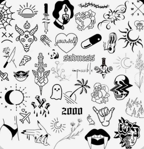 tattoos inspo Doodle Tattoos, Tattoos Inspo, Tattoo Filler, Sharpie Tattoos, Flash Tattoo Designs, Tattoo Flash Sheet, Doodle Tattoo, Shoulder Tattoos, Tattoo Stencil Outline