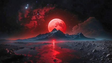 A Red Crimson Moon Over The Black Mountains Generative Ai Generated#pikbest##Photo Moon Desktop Wallpaper Hd 1080p, Gaming Wallpapers Pc, Crimson Moon, Red Mountains, Sci Fi Wallpaper, Black Planet, Red And Black Wallpaper, 4k Wallpapers For Pc, Dark Red Wallpaper