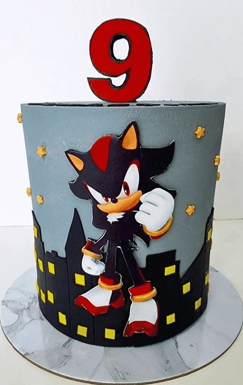 Birthday Cake Sonic The Hedgehog, Sonic Shadow Birthday Cake, Sonic Shadow Birthday Party, Sonic And Shadow Cake, Shadow Cake Sonic, Shadow Birthday Party, Sonic Shadow Cake, Shadow The Hedgehog Birthday Party, Sonic Birthday Cake Ideas