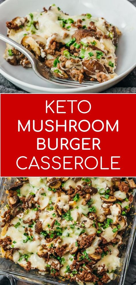 Mushroom Cheeseburger, Burger Casserole, Swiss Burger, Mushroom Swiss Burger, Keto Mushrooms, Healthy Diets, Keto Beef Recipes, Mushroom Burger, Low Carb Casseroles