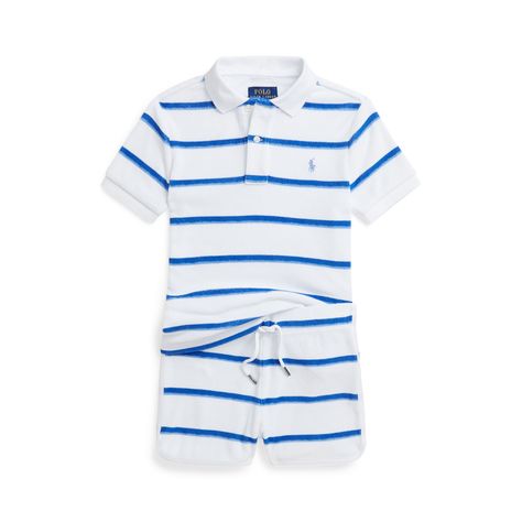 Striped Terry Polo Shirt & Short Set Twin Baby Clothes, Disney Baby Clothes, Baby Wardrobe, Baby Boy Summer, Baby Equipment, Boy Toddler, Nautical Stripes, Paint Stripes