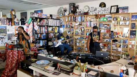 Npr Tiny Desk Concert, Shabazz Palaces, Lights Musician, Npr Tiny Desk, Environment Drawing, Digable Planets, Tiny Desk Concert, Tiny Desk, Tiny Desks