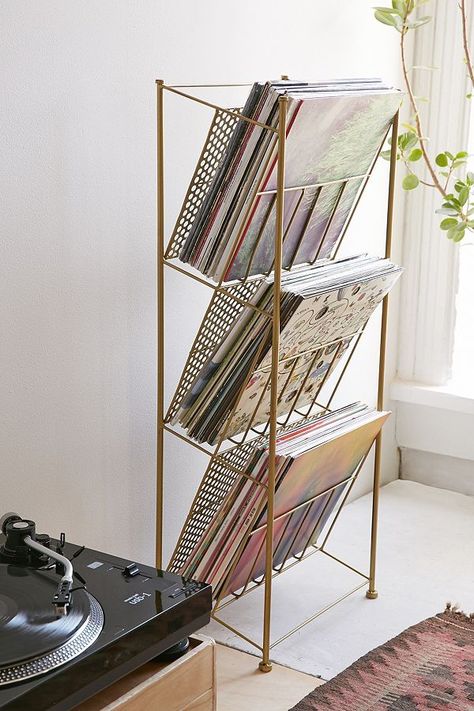 Metal Storage Racks, Farmhouse Side Table, Corner Store, Cute Dorm Rooms, Vinyl Record Storage, Vinyl Storage, Record Storage, Room Transformation, Retro Home Decor