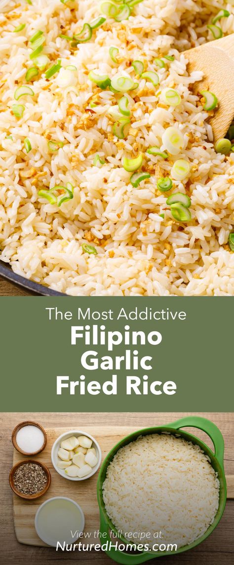 Fried Rice Casserole Recipes, Sticky Rice Meal Ideas, Garlic Rice Recipes Filipino, Easy Filipino Food Recipes, Easy Garlic Fried Rice, Leftover Chicken Fried Rice, Filipino Rice Recipes, Filipino Garlic Rice, Filipino Tofu Recipes