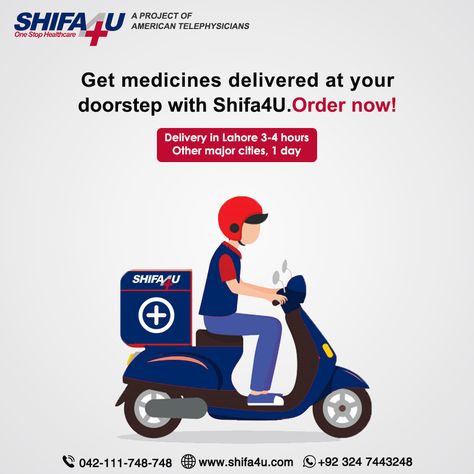 Staying home is staying safe during these tough times. By ordering medicines online from Shifa4U, you don't need to step out to buy medicines anymore. Place your order now at www.shifa4u.com/pharmacy for same day delivery. Pharmacy Interior, Medicine Delivery, Tough Times, Home Delivery, Pharmacy, Same Day Delivery, Order Now, Health Care, Medicine