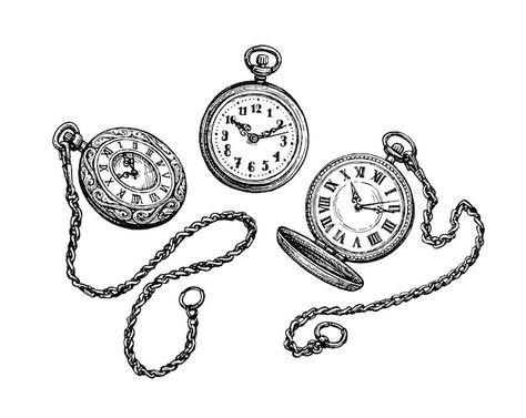 Vintage pocket watch set | Premium Vector #Freepik #vector #vintage-watch #vintage-objects #vintage-sketch #vintage-clock Pocket Watch Drawing, Vintage Clock Tattoos, Watch Sketch, Pocket Watch Tattoos, Watch Drawing, Unusual Watches, Old Pocket Watches, Graphic Design Portfolio Inspiration, Sigil Tattoo