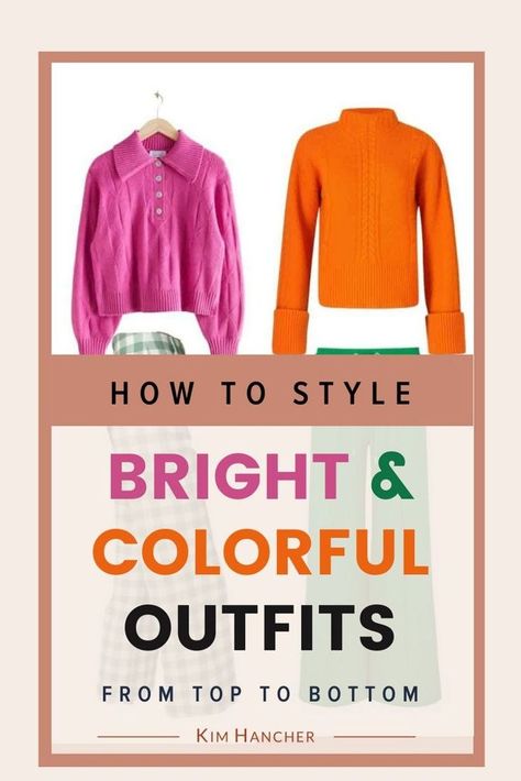 How To Style Bright And Colorful Outfits - From Top To Bottom by Kim Hancher. Try dopamine dressing, which is bold and colorful style. Level up your casual outfits from neutral to vibrant and bright with sweaters, pants, dresses, and accessories pieces. Adding pops of colors to your outfits can even change your mood! Check out the post at kimhancher.com for ways to add this vibrant color trend into your capsule wardrobe. This new trend is perfect to try in the spring and summer! Pink Capsule Wardrobe, Pretty Party Dresses, Change Your Mood, Colorful Wardrobe, Vibrant Outfits, Fuschia Dress, Hot Pink Sweater, Dopamine Dressing, Colorful Outfits