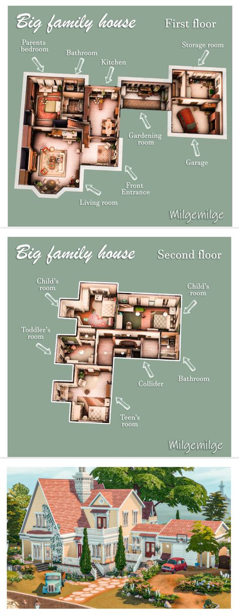 Floorplan Sims 4 Family House Floor Plans, Sims 4 Houses Layout Floor Plans, Big Family Home, Big Family House, Ts4 Builds, Sims 4 Houses Layout, Sims 4 House, Victorian House Plans, You're Doing Great