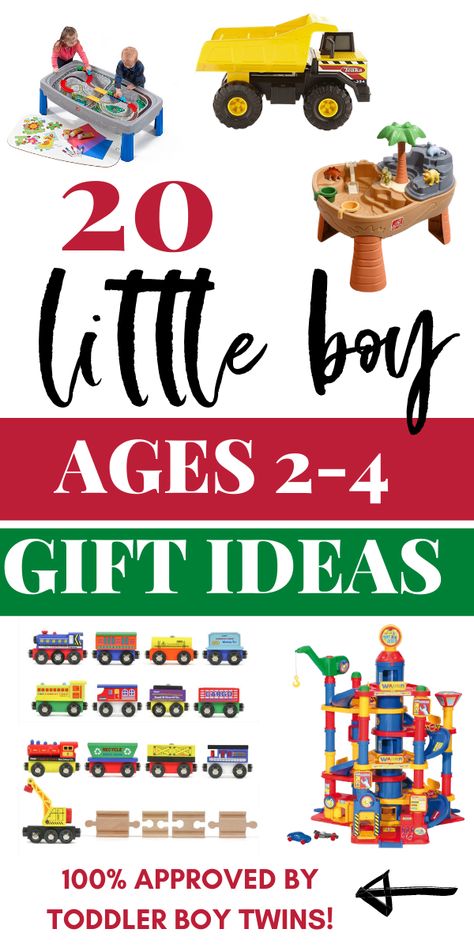 Looking for Christmas gifts for the toddler boy in your life? This gift guide is perfect for 2 and 3 year old boys ! All toddler-tested and approved! I have twin boys (who are 5 now!), and these gifts were fan favorites for YEARS! They still play with many of them! Come see what will be absolute winners with your boys (and buys precious hours of play, which equal a break for you!) #giftguide #holidayguide #littleboys #toddlers #2yo #3yo #4yo # boys Christmas Gift For 2 Year Boy, Christmas Gifts For 2 Year Boy, Christmas Gifts For 3 Year Boy, Toddler Gift Ideas For Boys, 2nd Birthday Gifts For Boys, Christmas Gifts For Toddlers Boys, Toys For 2 Year Boys, Toddler Christmas Gift Ideas, Toddler Boy Gift Ideas