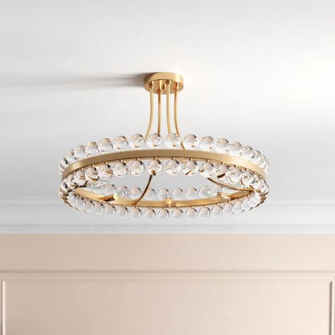 Etta Avenue™ Jesse 8 - Light 24'' Chandelier Style Circle Semi Flush Mount & Reviews | Wayfair Closet Chandelier, Semi Flush Mount Chandelier, Flush Chandelier, Modern Farmhouse Chandelier, Farmhouse Chandeliers, Flush Mount Chandelier, Crystal Ceiling Light, Rectangle Chandelier, Chandelier Bedroom