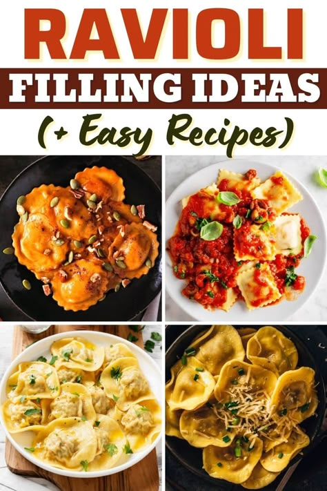 Take your pasta game to the next level with these delicious ravioli filling ideas. Because the only thing better than homemade pasta is stuffed pasta! No Cheese Ravioli Filling, Homemade Ravioli Fillings, Different Ravioli Fillings, Stuffed Pasta Recipes Ravioli, How To Cook Ravioli Pasta, Pasta Filling Ideas, Tortellini Filling Ideas, Making Ravioli Homemade Pasta, Homemade Ravioli Noodles