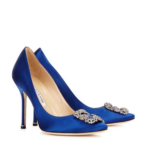 Manolo Blahnik Hangisi, Manolo Blahnik Heels, Stunning Shoes, Manolo Blahnik Shoes, Satin Pumps, Blue Heels, Harvey Nichols, Fashion Heels, Blue Silk