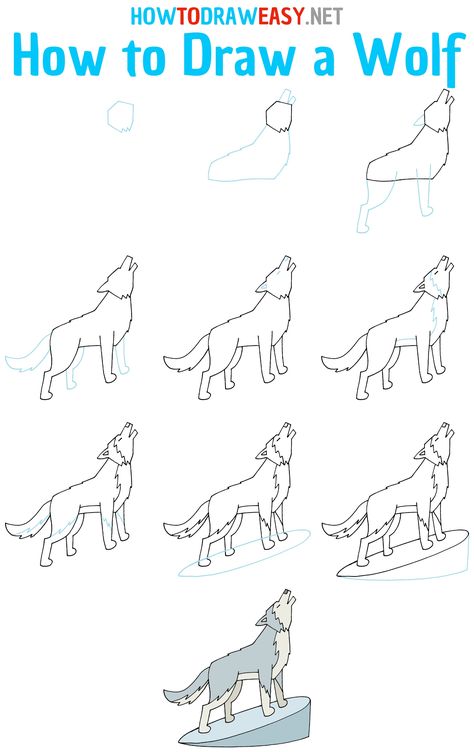 How to Draw a Wolf Step by Step #Wolf #WolfDrawing #HowlingWolf #WolfSketch #HowtoDrawaWolf #HowtoDrawaHowlingWolf #CartoonWolf #CartoonDrawing #EasyDrawings #SimpleDrawingTutorial #Artwork Wolf Sketch Step By Step, How To Draw A Wolf Step By Step, Draw A Wolf Easy, How To Draw A Wolf, Wolf Howling Drawing, Wolf Growling, Draw A Wolf, Middle School Projects, Anime Drawings For Beginners