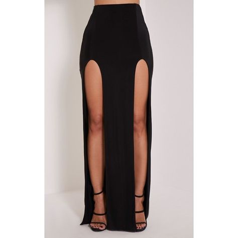 Elaine Black Double Split Maxi Skirt ($40) ❤ liked on Polyvore featuring skirts, maxi skirt, ankle length skirts, floor length skirts and long skirts Mha Outfits, Floor Length Skirts, Split Maxi Skirt, Short Long Dresses, Skirts Long, Ankle Length Skirt, Concert Looks, Split Skirt, Wardrobe Outfits