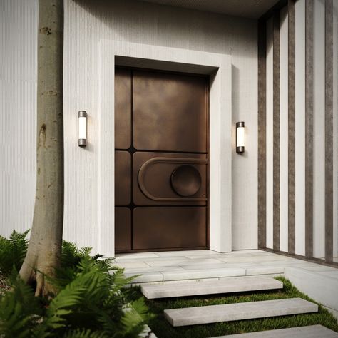 The Copper Crescent Door Luxury Entrance Door, Metal Front Doors, Copper Door, Materials Board Interior Design, Metal Front Door, Main Entrance Door Design, Main Entrance Door, Luxury Door, Home Door Design