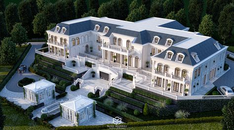 FRENCH CHATEAU PALACE DESIGN on Behance Islamic Villa Design, Modern French Chateau, Modern Chateau, New Classic Villa, Classic Villa Design, Palace Design, Classic Mansion, French Mansion, Castle House Design