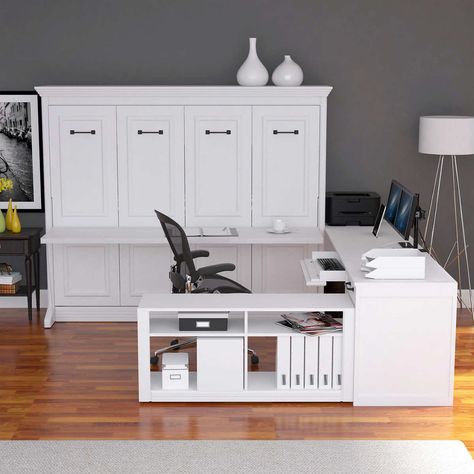 1 Murphy Bed Office, Best Murphy Bed, Horizontal Murphy Bed, Bed Unit, Murphy Bed Ikea, Murphy Bed Desk, Modern Murphy Beds, Bed With Desk, Murphy Bed Diy