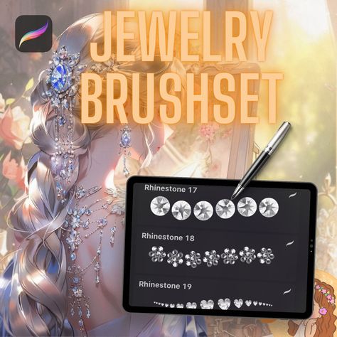 77 PROCREATE FASHION BRUSHES * Diamonds Rhinestones Jewels Jewelry Sparkle Stamps + Free Pearl Brushes + Free Palette * Designer Anime Manga Procreate Fashion, Free Procreate, Procreate Brushes Free, Free Tattoo, Cool Lettering, Procreate Brushes, Watercolor Brushes, Red Ink, Free Anime