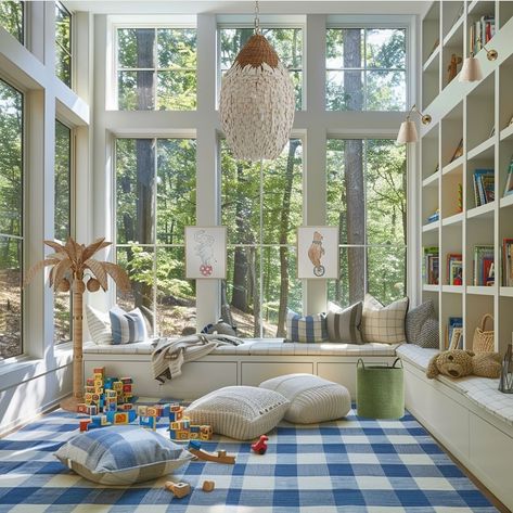 Coastal Playroom, Coastal Kids Bedroom, Sunroom Playroom, Playroom Decor Ideas, Mudroom Decor, Playroom Ideas, Kids Bedroom Decor, Playroom Decor, Neutral Decor