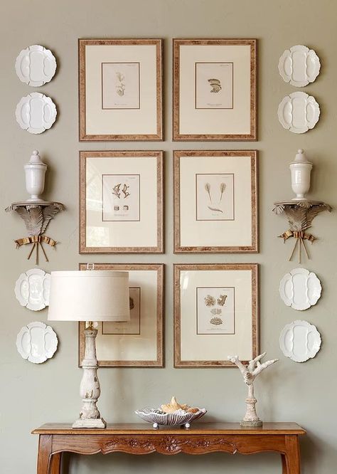 Interior: Wall Groupings Picture Groupings, Picture Arrangements On Wall, Art Grouping, Picture Arrangements, Wall Groupings, Collections Of Objects, White Pottery, Wall Gallery, Woodblock Print