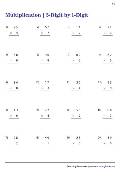 Multiplication Worksheets 2 Digit By 1 Digit, One Digit Multiplication Worksheet, Multiplication Worksheets Class 2, Two Digit By One Digit Multiplication, Double Digit Multiplication Worksheets, 2 Digit By 1 Digit Multiplication, Multiplication Worksheets Grade 1, Multiplication Worksheets 4th Grade, 2 Digit Multiplication Worksheets