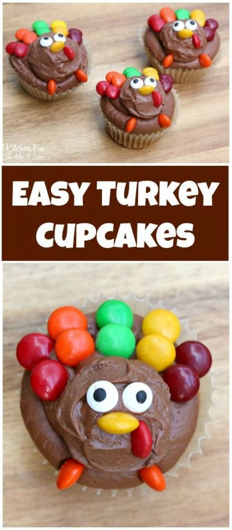 Cupcakes For Thanksgiving, Easy Thanksgiving Turkey, Baking Fall, Thanksgiving Desserts Kids, Turkey Cupcakes, Desserts Thanksgiving, Thanksgiving Cupcakes, Thanksgiving Snacks, Thanksgiving Kitchen